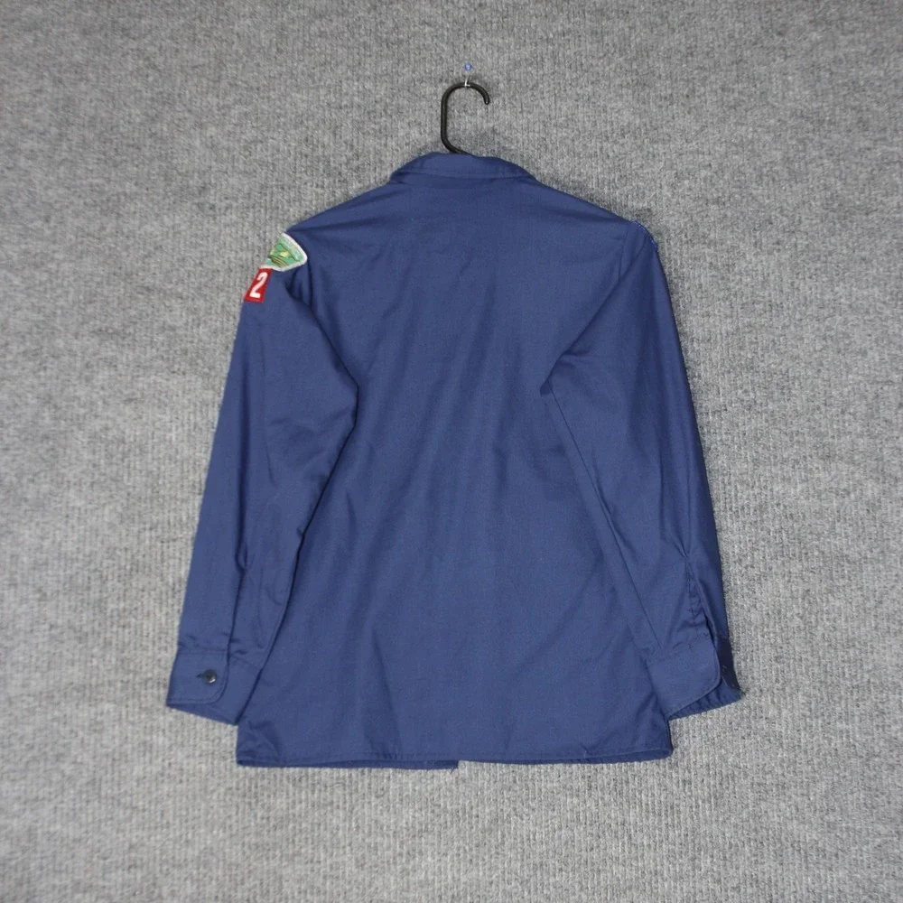 Vintage Boy Scouts of America Shirt‎ Kids LG Blue Long Sleeve Uniform Patches